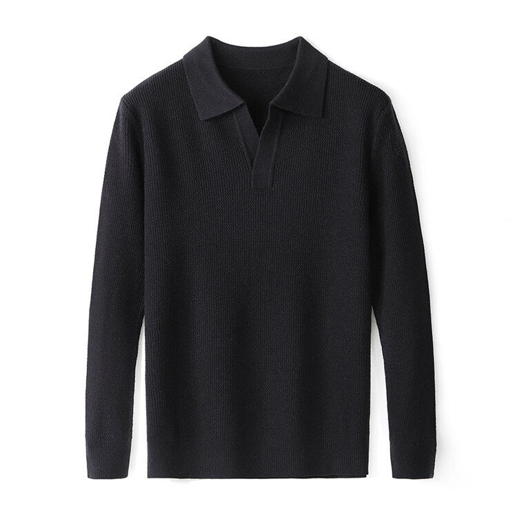 Seagull Collar Knit Polo Shirt