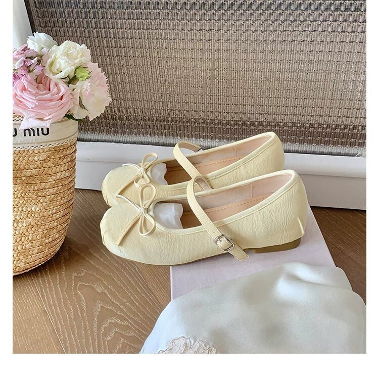 Bow Leather Mary Janes