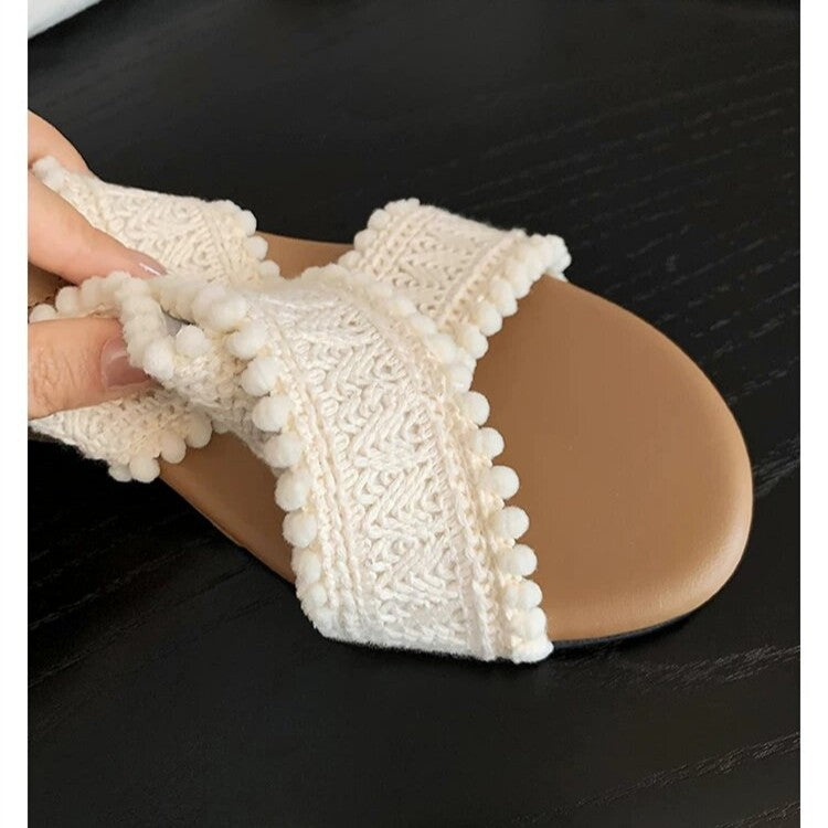 Woven Cross-Strap Wedges