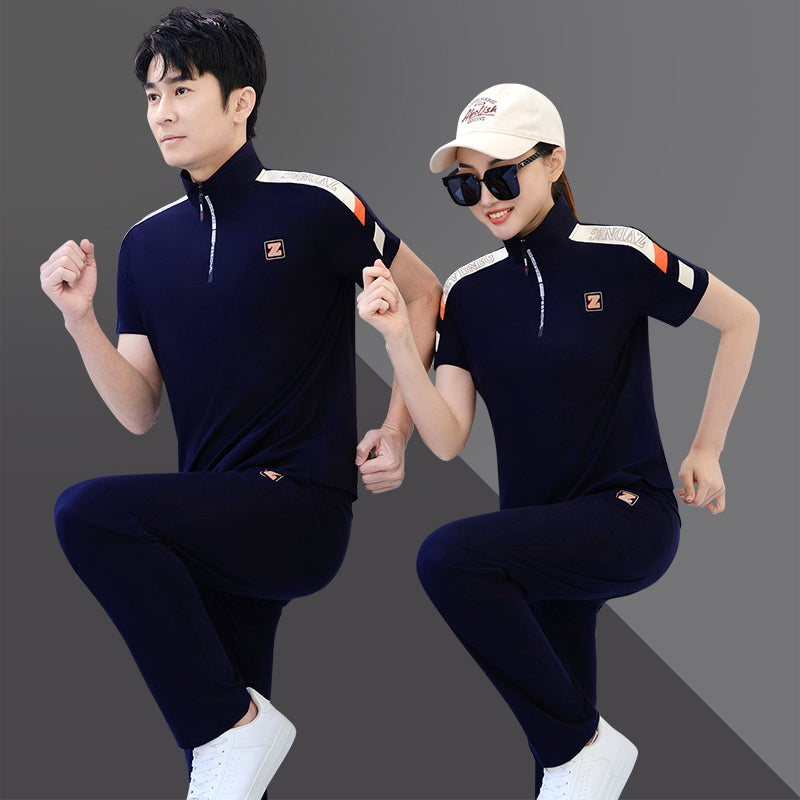 Sport-Stripe Zip Polo Set