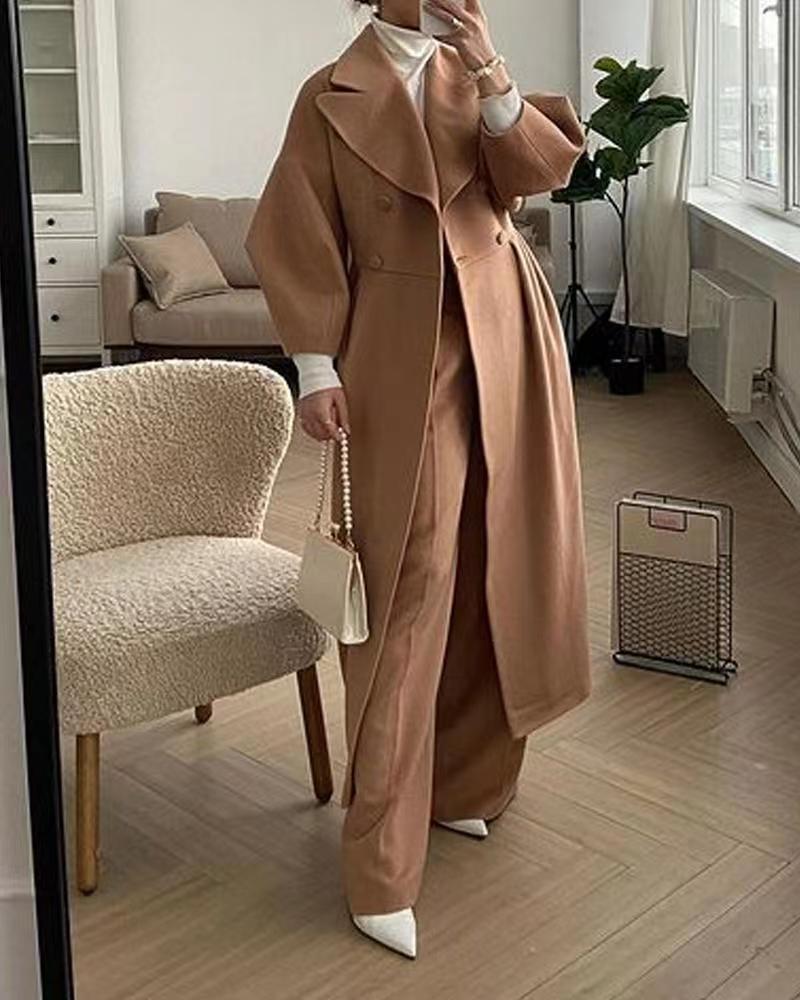 Elegant Double Breasted Long Coat