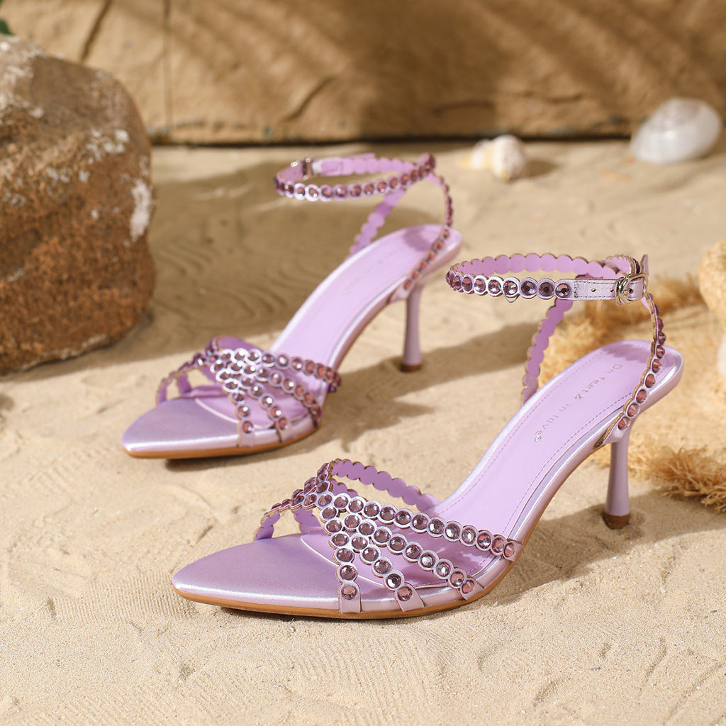 Satin Rhinestone Sandals