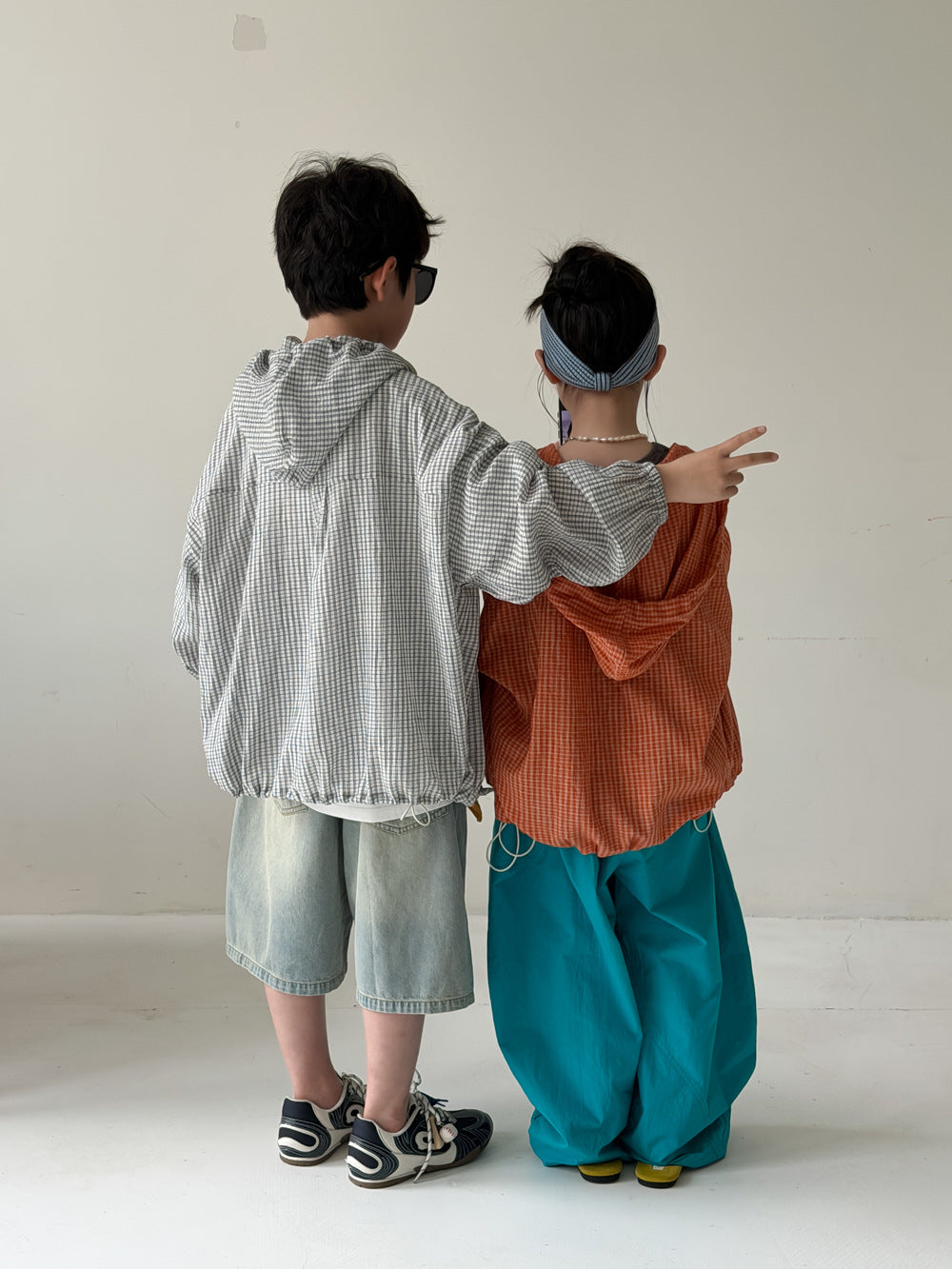 Kids' Plaid Hooded Sun-Protection Jacket