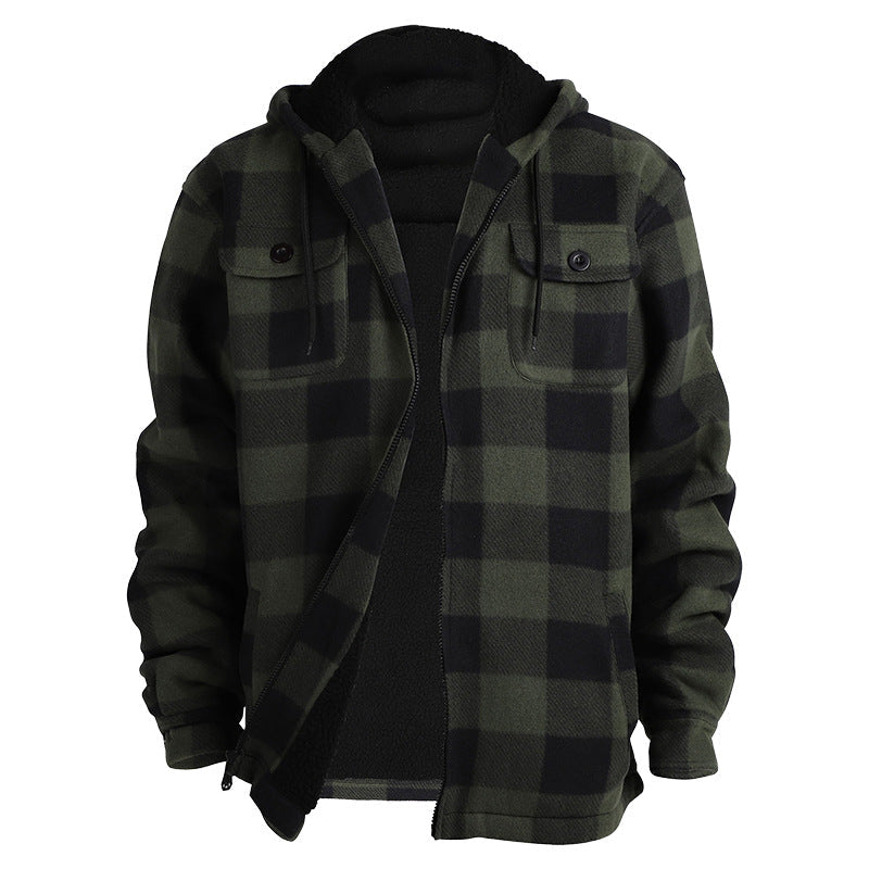 Lined Plaid Hooded Jacket