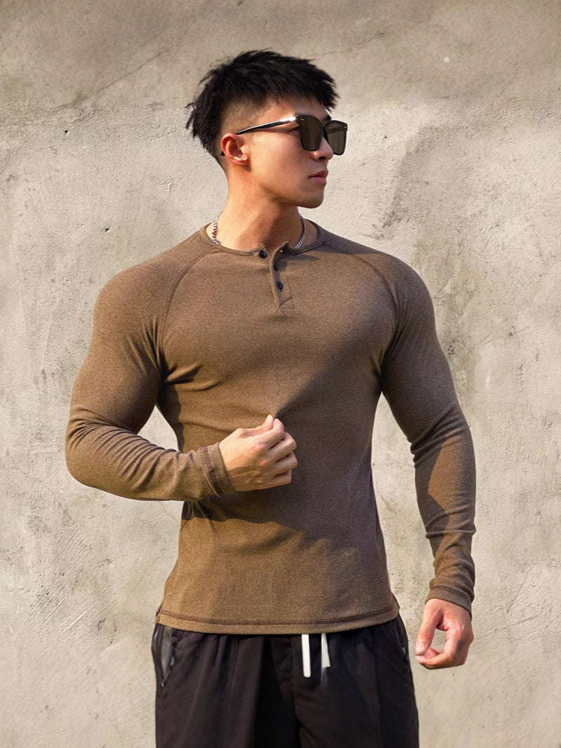 Men's Athletic Fleece Henley Performance Top