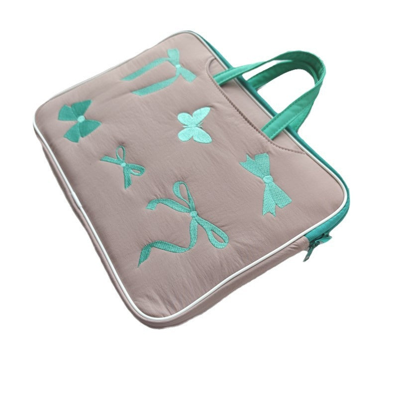 Embroidered Butterfly Bow Laptop Bag