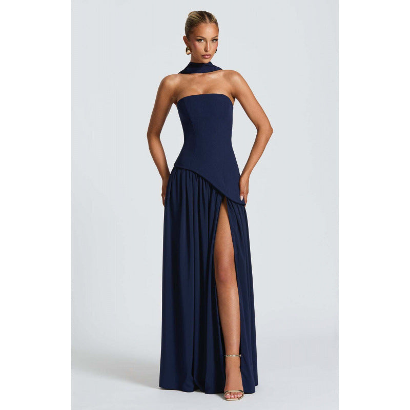 Strapless Slit Maxi Dress