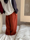 Rusty Red Straight-Leg Pants (One White Button)