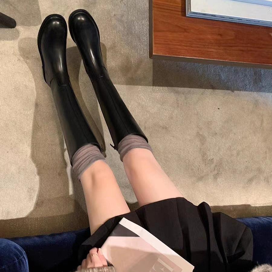 Leather Side-Zip Riding Boots