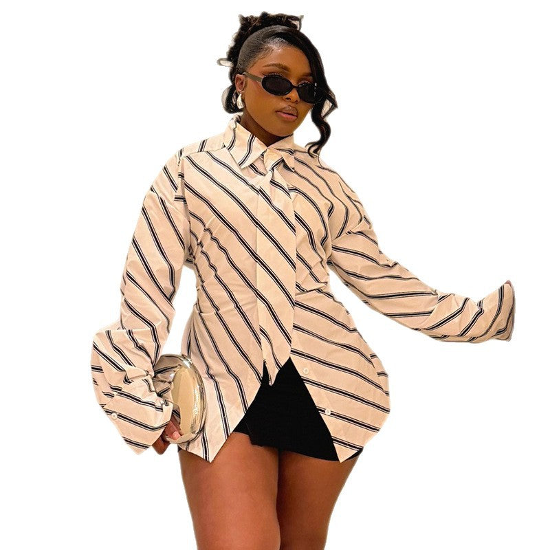 Bow-Tie Striped Blouse