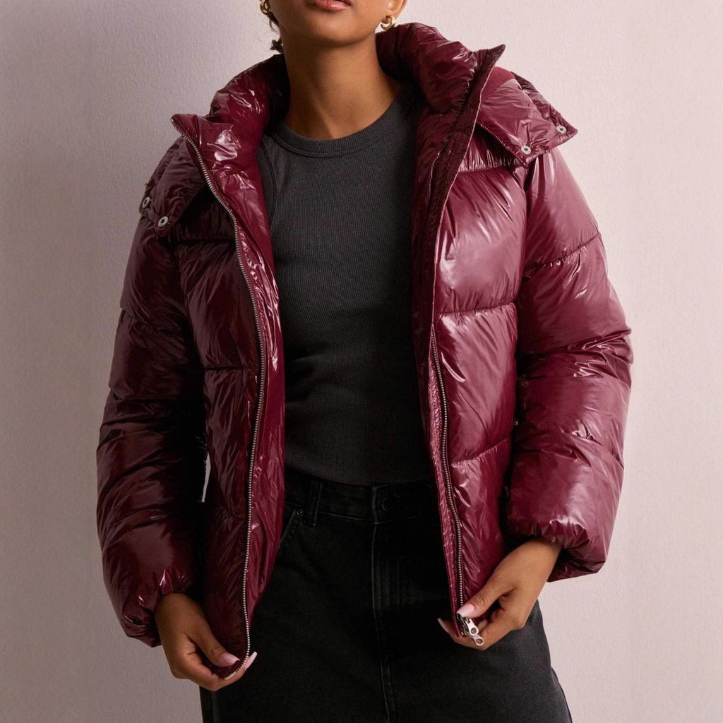 Luxe Shine Hooded Puffer