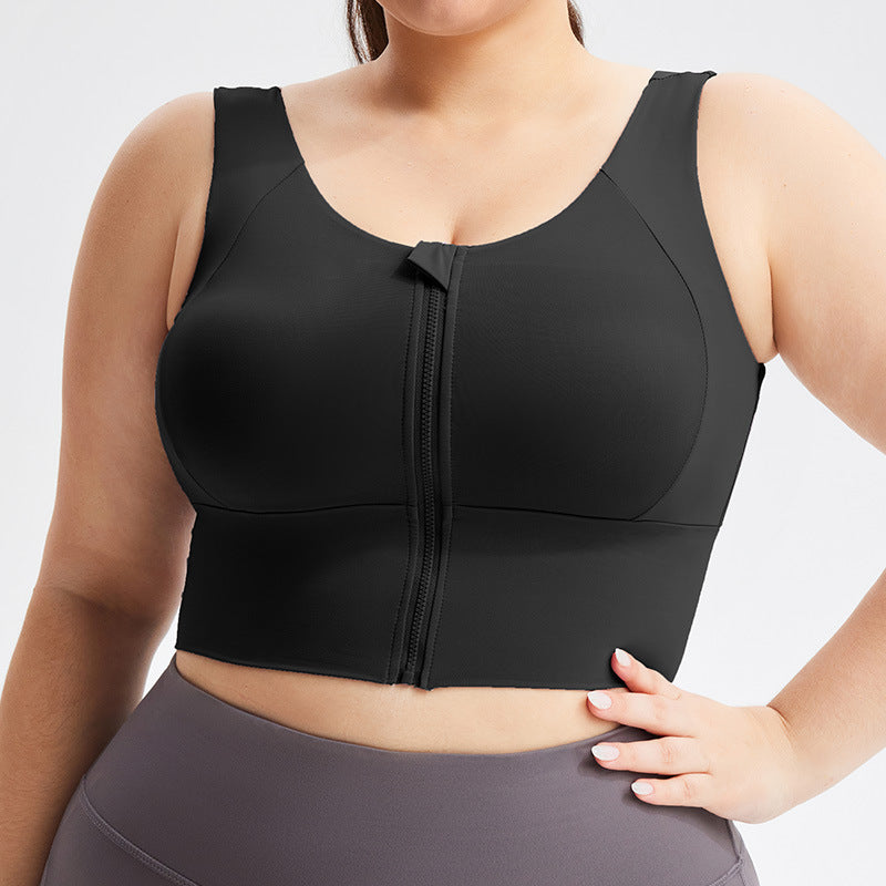 Plus-Size Zip-Front Sports Bra