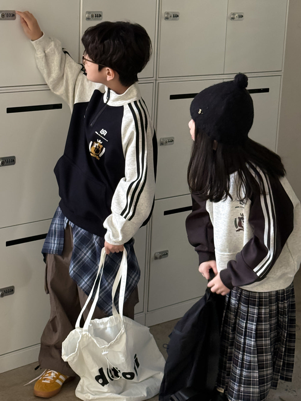 Kids' Zip-Collar Letter Sweatshirt