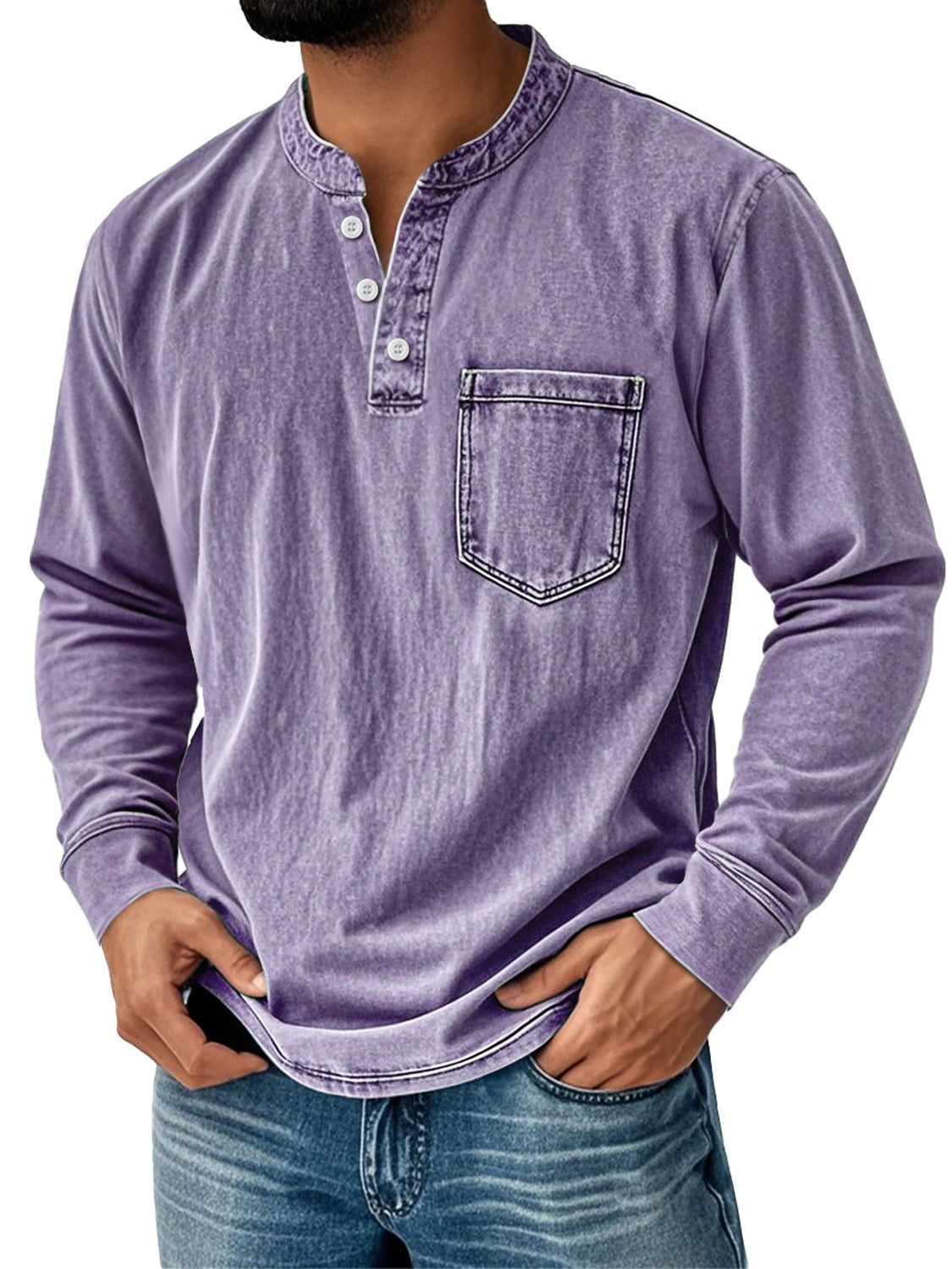 Three-Button Long Sleeve polo shirt
