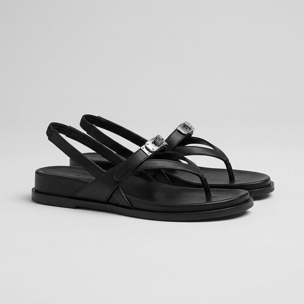 Buckle Wedge Flip-Flops