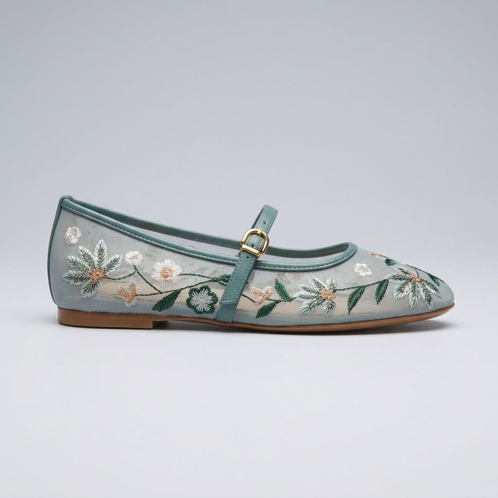 Floral Mary Jane Flats – color detail