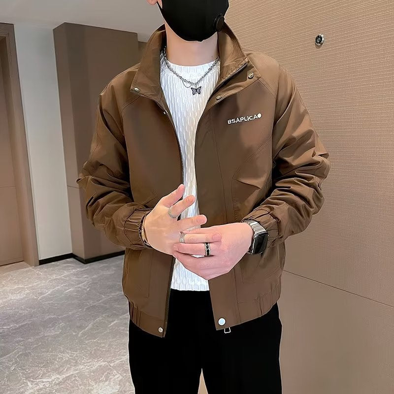 Embroidered stand-collar jacket