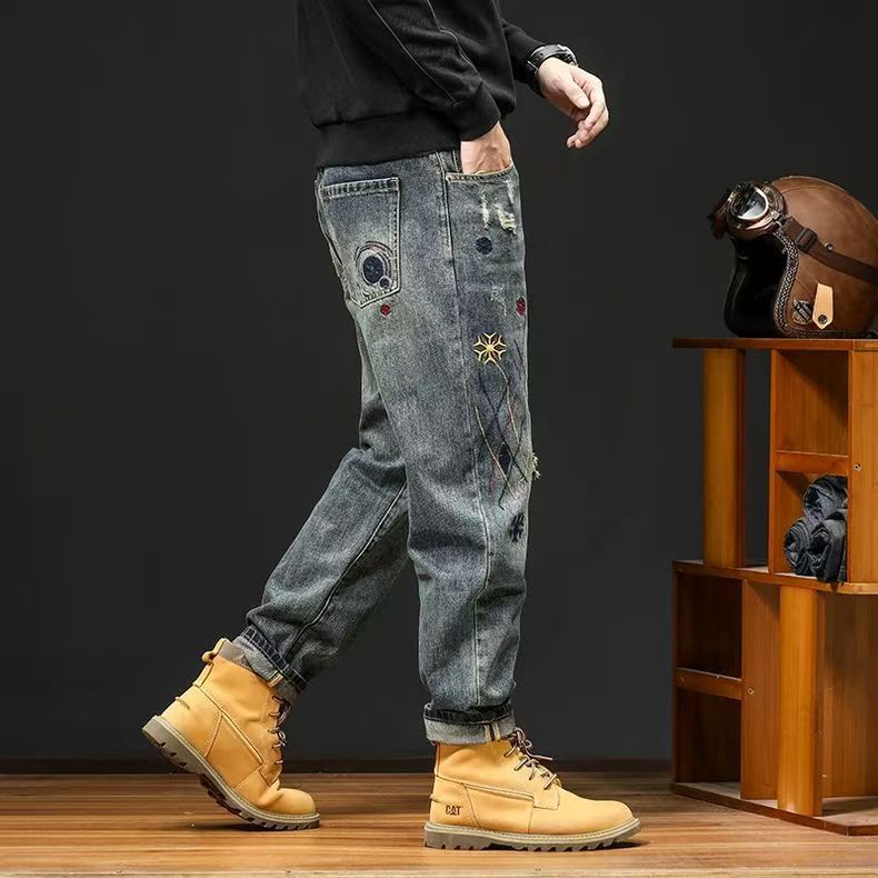 Urban Patchwork Tapered Denim