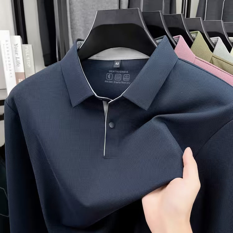 2026 summer new men's lapel solid color T-shirt casual and versatile fashion urban young men trendy short sleeves