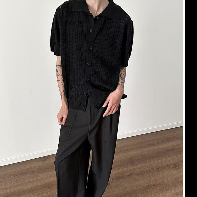 Hollow-out Knit Polo