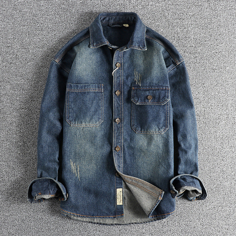 Heavyweight Distressed Denim Overshirt