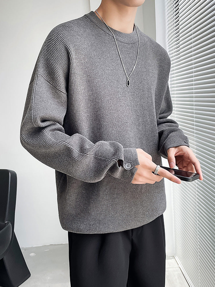 Button-Cuff Knit Sweater