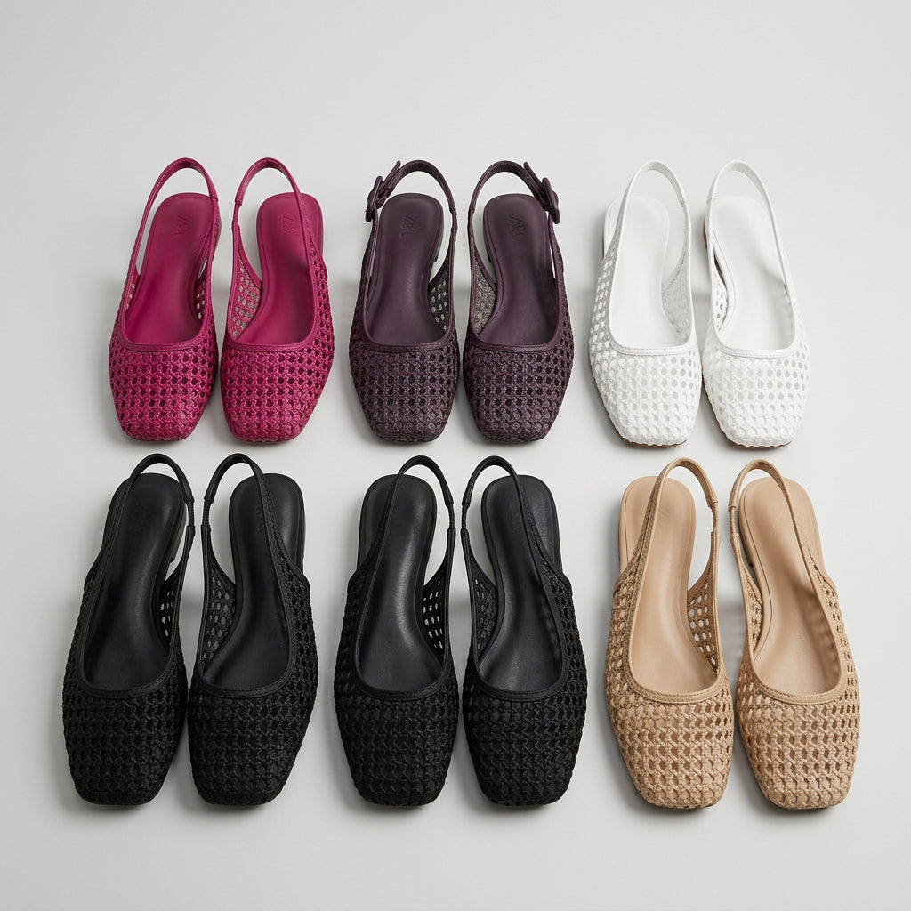 Mesh Slingback Flats