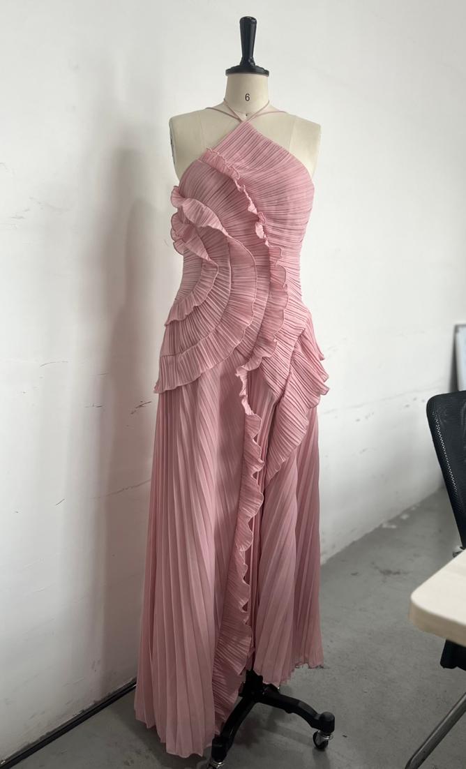 Pleated Halter Dress