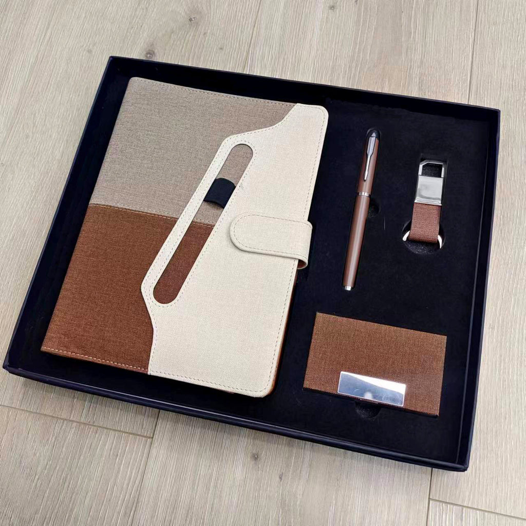 Universal Notebook Gift Set Brown Loose-leaf Notebook Set Advertising Notebook Business Card Box Gift Set