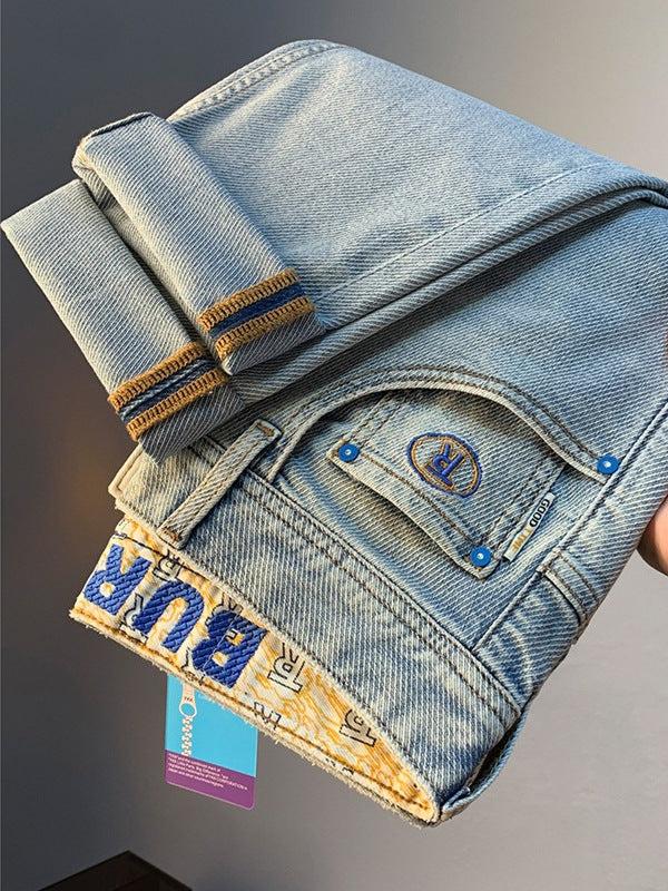 Slim Fit Cropped Denim Trousers