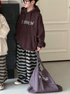 Hooded large pocket letter sweatshirt in coffee