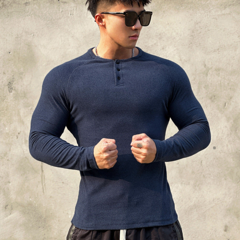 Men's Athletic Fleece Henley Performance Top