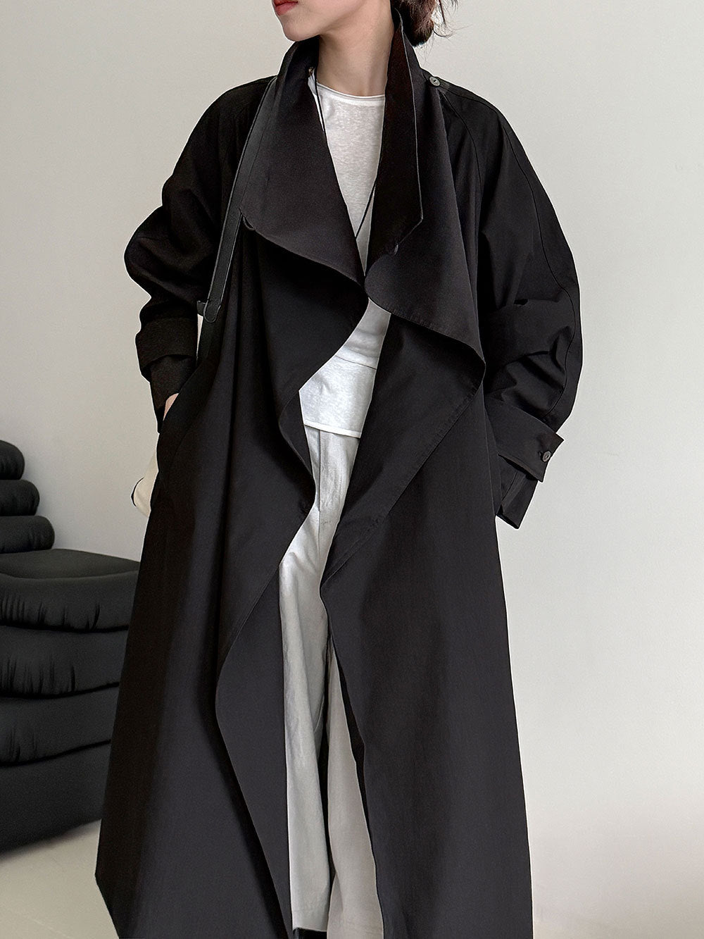 Minimalist Stand Collar Wrap Coat