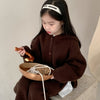 Solid-color cardigan, sweater set, coffee