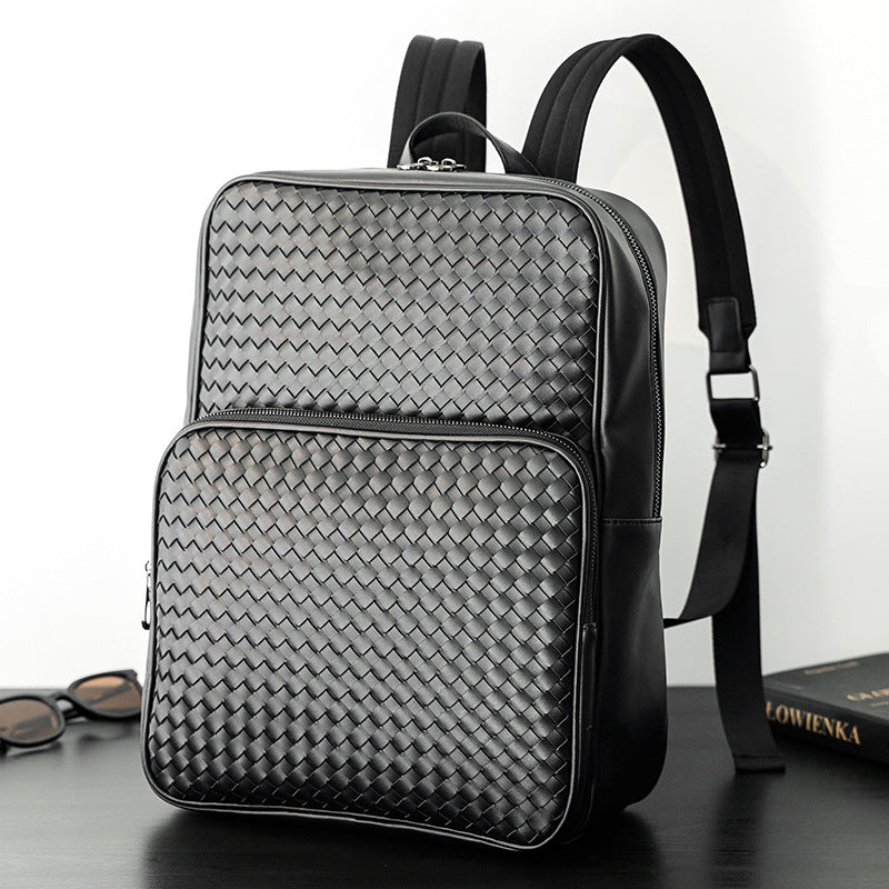 New Fashion Woven Backpack Men's Casual Business Large Capacity Backpack Korean Men's Bag Trend Carry Bag