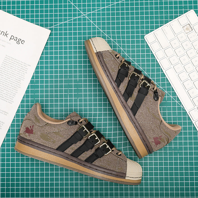 Buckle Strap Canvas Sneakers