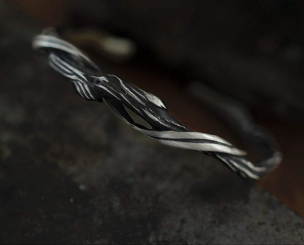 Yishang S925 Thai silver "driftwood" bracelet men's niche retro high-end men's men's couple bracelet