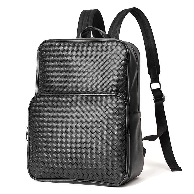New Fashion Woven Backpack Men's Casual Business Large Capacity Backpack Korean Men's Bag Trend Carry Bag