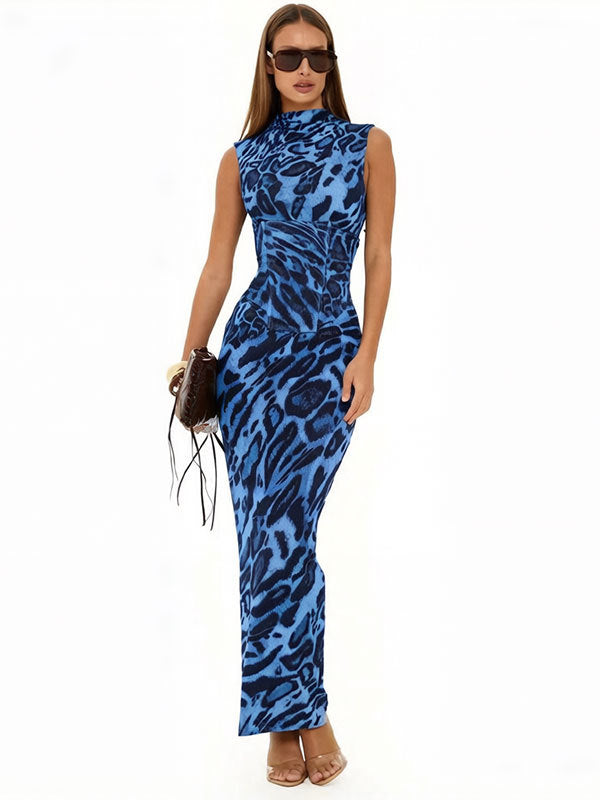 Leopard Print Corset Maxi Dress