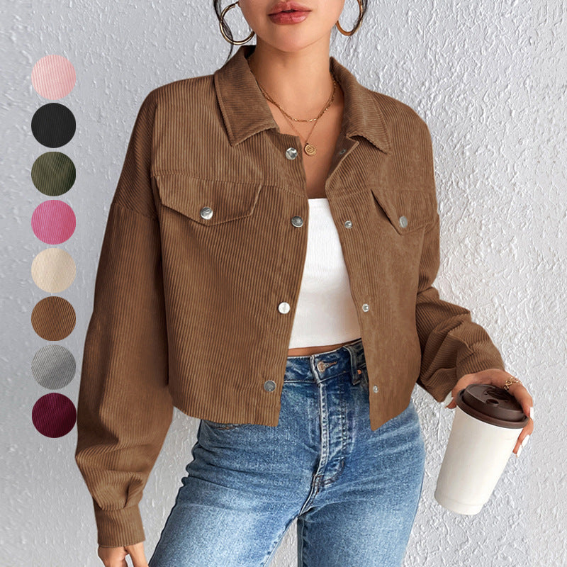 Corduroy Crop Utility Jacket