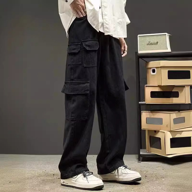 Multi-Pocket Cargo Drawstring Pants