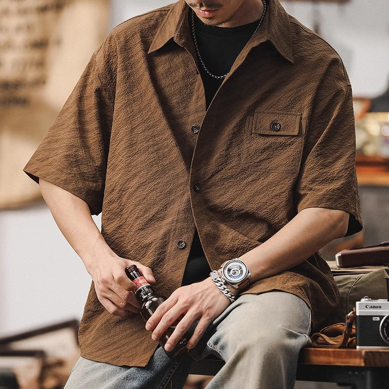 Textured Seersucker Utility Shirt