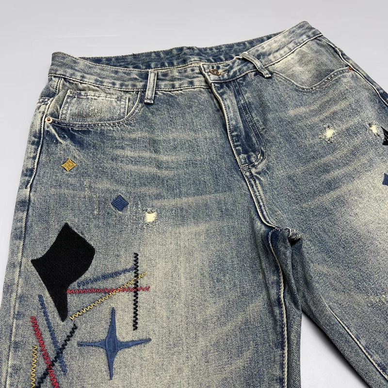 Artisan Patchwork Streetwear Denim