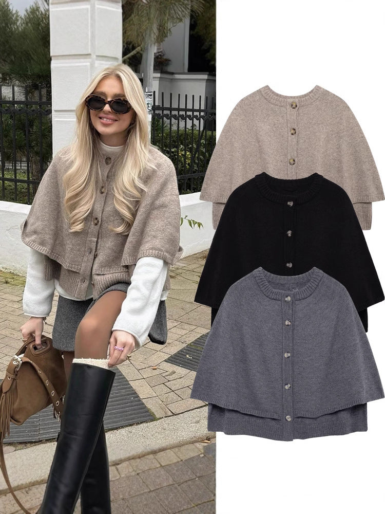 Women's Cropped Knit Shawl Cardigan
