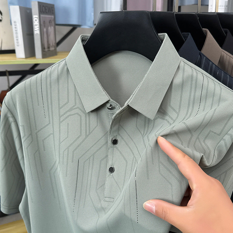 Geometric Ice-Silk Knit Polo