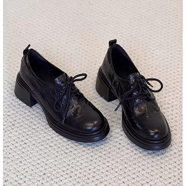 Lace-Up Platform Leather Shoes