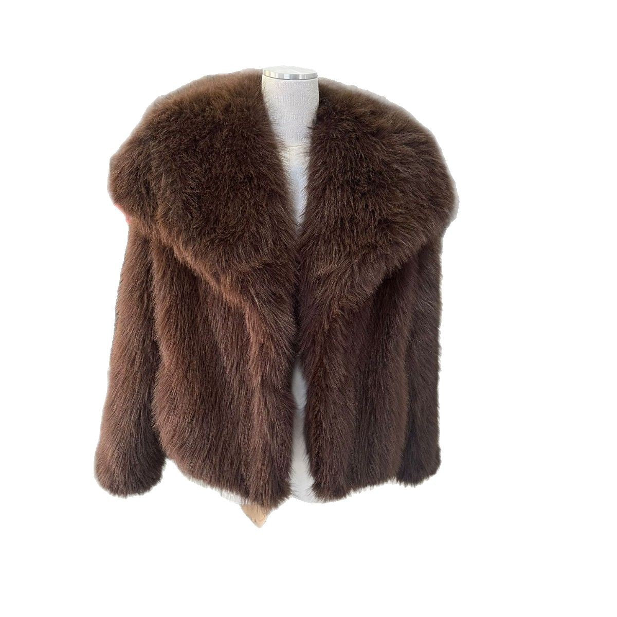 Faux Fur Coat with Wide Collar