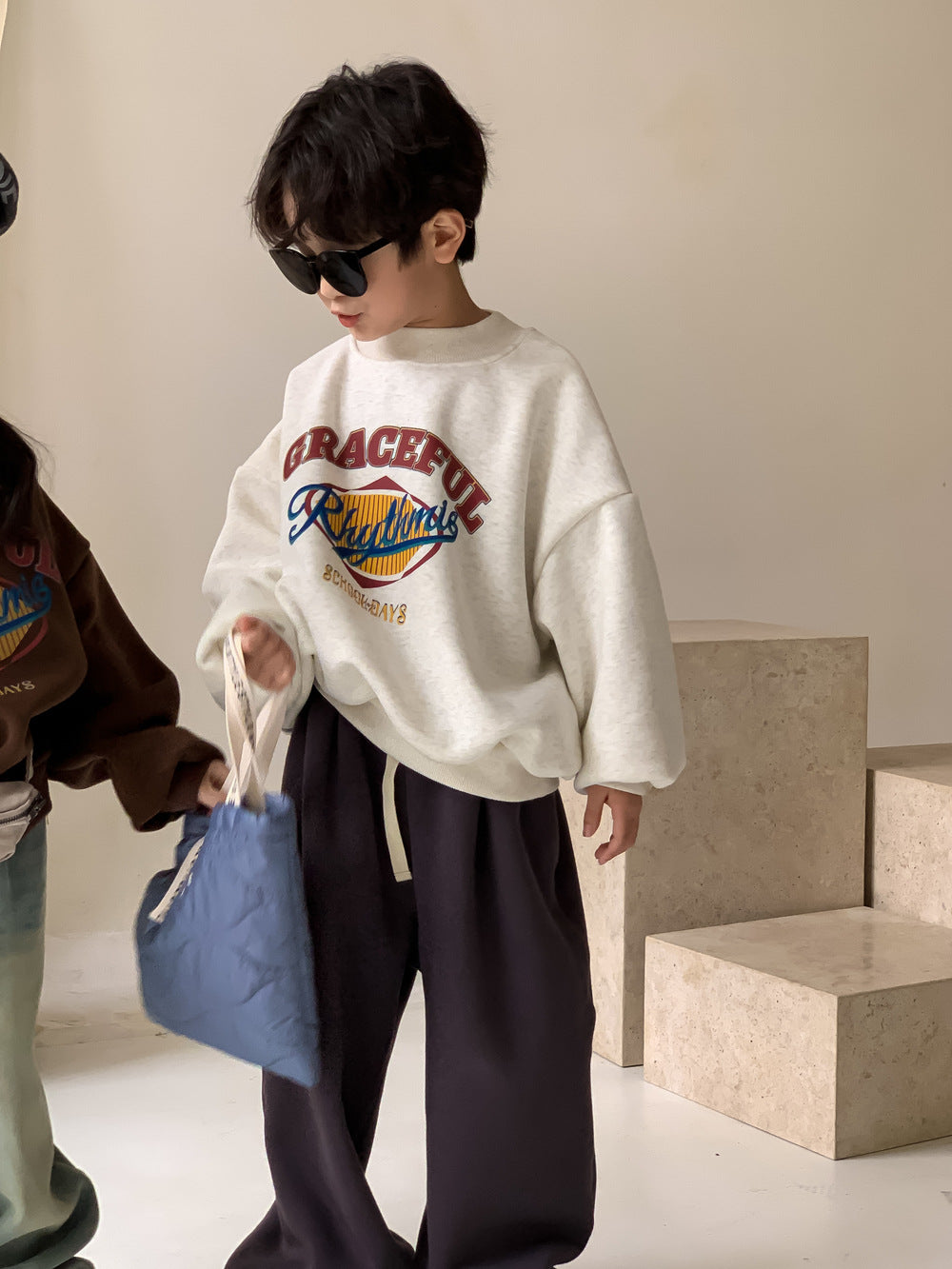Kids' Letter Fleece-Lined Pullover
