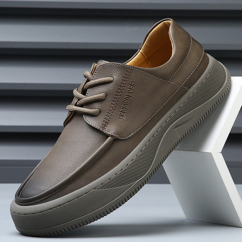 Perforated Leather Casual Loafers