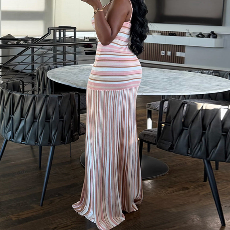 Striped Open-Back Cami Dress